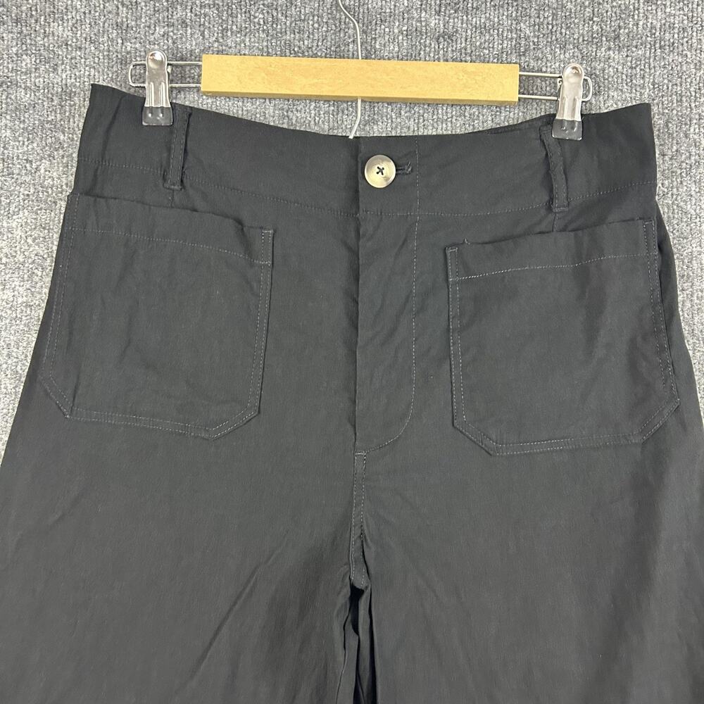 Maeve Pants 30 The Colette Wide Leg Cropped Linen Blend Black Casual Work Chic - Picture 2 of 12